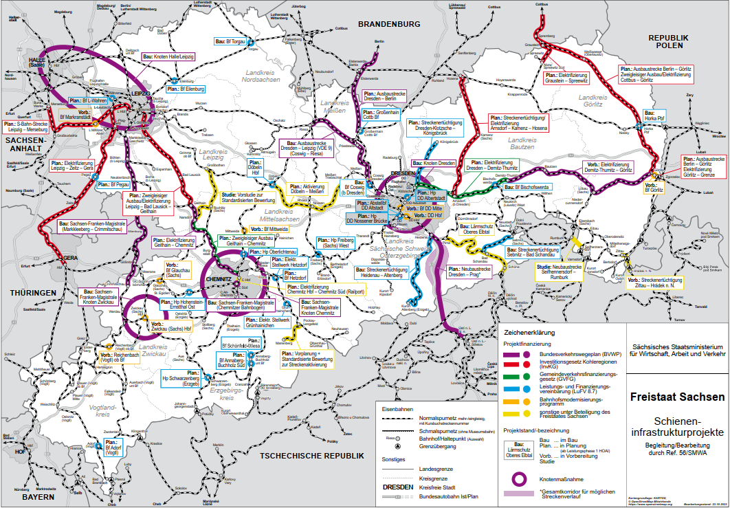 Übersicht Schieneninfrastrukturprojekte im Freistaat Sachsen
