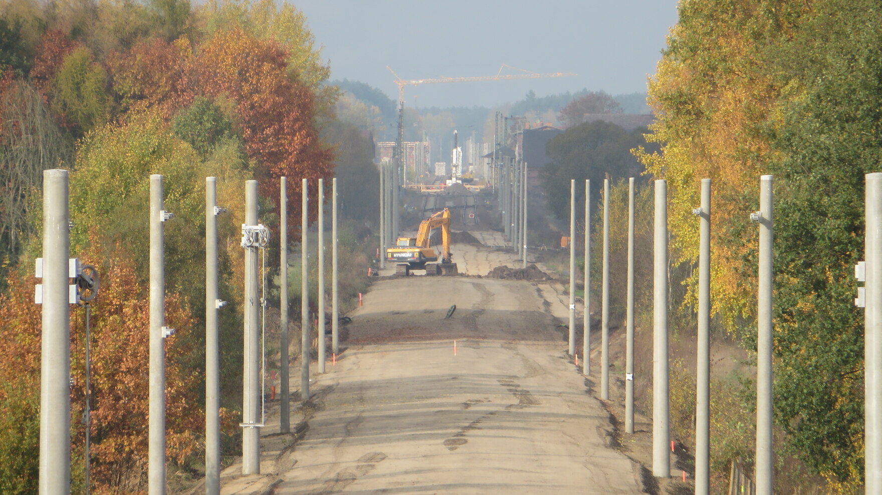 Baustelle der Schienenverbindung Dresden – Berlin.